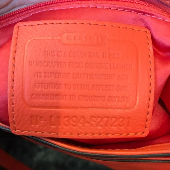 Coach Handbag Campbell Leather Small Flap Satchel Crossbody Hot Orange F27231 - Picture 7 of 12